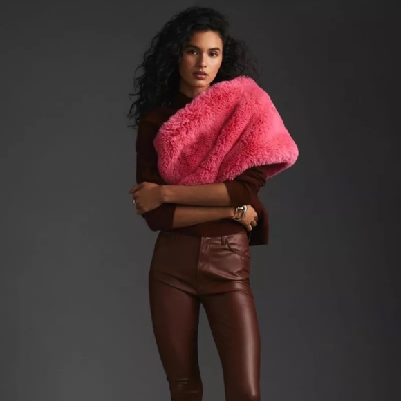 NWT Anthropologie Faux Fur Pink  Stole - Picture 1 of 5